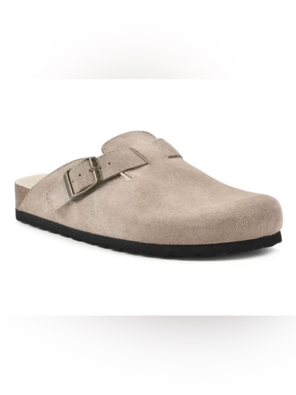 White Mountain Women’s Taupe Suede Slip-On Clog with Buckle Size 9